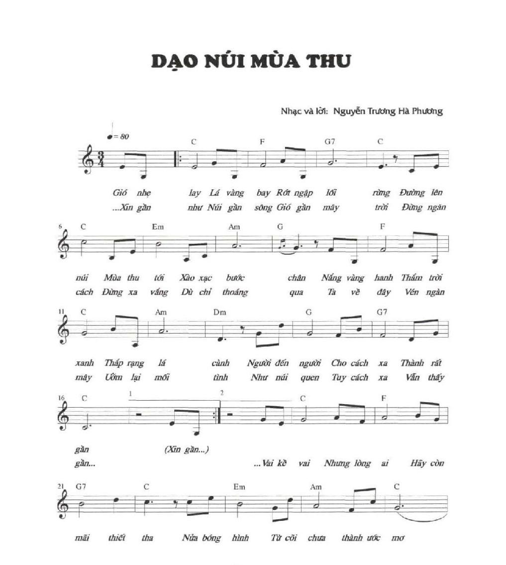 Sheet nhạc Dạo Núi Mùa Thu